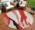 8' Red Black And Beige Round Abstract Washable Indoor Outdoor Area Rug