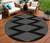 8' Black And Ivory Round Geometric Washable Indoor Outdoor Area Rug - 608219013042