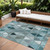 9' X 12' Teal Blue Aqua And Gray Geometric Washable Indoor Outdoor Area Rug