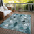 9' X 12' Teal Blue Aqua And Gray Geometric Washable Indoor Outdoor Area Rug