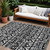 10' X 14' Black And Ivory Southwestern Washable Indoor Outdoor Area Rug