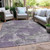 9' X 12' Purple And Gray Abstract Washable Indoor Outdoor Area Rug - Purple, Gray
