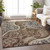 10' X 14' Brown Beige And Tan Floral Medallion Washable Indoor Outdoor Area Rug