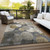 9' X 12' Brown Beige And Ivory Abstract Washable Indoor Outdoor Area Rug