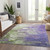 8' X 10' Purple Lilac And Artichoke Green Abstract Washable Indoor Outdoor Area Rug