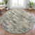 8' Sage Gray And Plum Round Abstract Washable Indoor Outdoor Area Rug