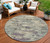 8' Sage Gray And Plum Round Abstract Washable Indoor Outdoor Area Rug