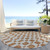 8' Terra Cotta And Beige Round Geometric Washable Indoor Outdoor Area Rug
