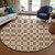 8' Terra Cotta And Beige Round Geometric Washable Indoor Outdoor Area Rug