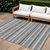 8' X 10' Gray And Black Striped Washable Indoor Outdoor Area Rug