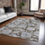 9' X 12' Chocolate And Blue Floral Washable Indoor Outdoor Area Rug