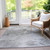 10' X 14' Silver Gray And Ivory Abstract Washable Indoor Outdoor Area Rug