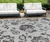 10' X 14' Gray Charcoal And Silver Floral Washable Indoor Outdoor Area Rug Transitional Style - Gray, Charcoal, Silver Color