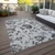 10' X 14' Gray Charcoal And Silver Floral Washable Indoor Outdoor Area Rug Transitional Style - Gray, Charcoal, Silver Color