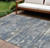 10' X 14' Denim Blue And Gray Geometric Washable Indoor Outdoor Area Rug - 880016753776