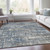 10' X 14' Denim Blue And Gray Geometric Washable Indoor Outdoor Area Rug - Denim Blue, Gray