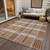 9' X 12' Copper Gold And Gray Plaid Washable Indoor Outdoor Area Rug