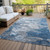 9' X 12' Denim Blue And Sky Blue Abstract Washable Indoor Outdoor Area Rug Transitional Style - Denim Blue, Sky Blue Color