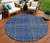 8' Navy Blue Gray And Brown Round Striped Washable Indoor Outdoor Area Rug