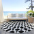8' Black And Ivory Round Geometric Washable Indoor Outdoor Area Rug - Black, Ivory