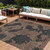 9' X 12' Chocolate And Charcoal Abstract Washable Indoor Outdoor Area Rug