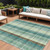 9' X 12' Sage Mint Green And Teal Blue Plaid Washable Indoor Outdoor Area Rug