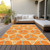 8' X 10' Orange And Blue Geometric Washable Indoor Outdoor Area Rug