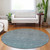 8' Teal Blue Gray And Charcoal Round Ombre Washable Indoor Outdoor Area Rug