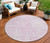 8' Pink And Ivory Round Geometric Washable Indoor Outdoor Area Rug - Pink, Ivory