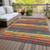 10' X 14' Granite Gray Copper And Yellow Striped Washable Indoor Outdoor Area Rug