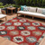 10' X 14' Red Ivory And Salmon Southwestern Washable Indoor Outdoor Area Rug