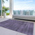 10' X 14' Plum Purple And Gray Striped Washable Indoor Outdoor Area Rug