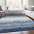 8' X 10' Navy Blue Gray And Silver Striped Washable Indoor Outdoor Area Rug