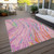 8' X 10' Pink Green And Teal Blue Abstract Washable Indoor Outdoor Area Rug