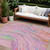 8' X 10' Pink Green And Teal Blue Abstract Washable Indoor Outdoor Area Rug