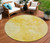 8' Gold And Yellow Round Nautical Washable Indoor Outdoor Area Rug