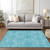 8' X 10' Aqua And Ivory Geometric Washable Indoor Outdoor Area Rug - Aqua, Ivory