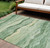 8' X 10' Green Striped Washable Indoor Outdoor Area Rug