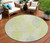 8' Artichoke Green And Ivory Round Floral Washable Indoor Outdoor Area Rug - Artichoke Green, Ivory