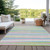 9' X 12' Mint Green Pink And Blue Striped Washable Indoor Outdoor Area Rug