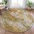 8' Copper And Ivory Round Abstract Washable Indoor Outdoor Area Rug - Copper, Ivory