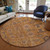 8' Terra Cotta Beige And Gray Round Oriental Washable Indoor Outdoor Area Rug