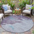 8' Lavender And Teal Blue Round Abstract Washable Indoor Outdoor Area Rug - Lavender, Teal Blue