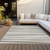 8' X 10' Ivory And Gray Striped Washable Indoor Outdoor Area Rug