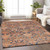 8' X 10' Terra Cotta And Charcoal Damask Washable Indoor Outdoor Area Rug