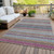 8' X 10' Taupe Purple And Blue Striped Washable Indoor Outdoor Area Rug