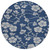 8' Navy Blue And Gray Round Floral Washable Indoor Outdoor Area Rug - Navy Blue, Gray