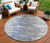 8' Blue Gray And Silver Round Abstract Washable Indoor Outdoor Area Rug