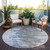 8' Blue Gray And Silver Round Abstract Washable Indoor Outdoor Area Rug