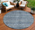 8' Blue And Gray Round Oriental Washable Indoor Outdoor Area Rug